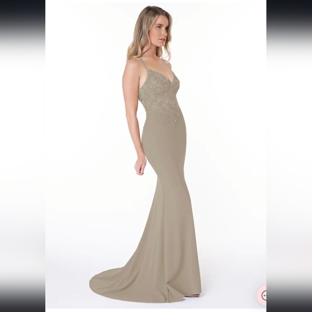 AZAZIE ADALY Dress Taupe Size A2. Gown/Bridesmaid/Evening Dress